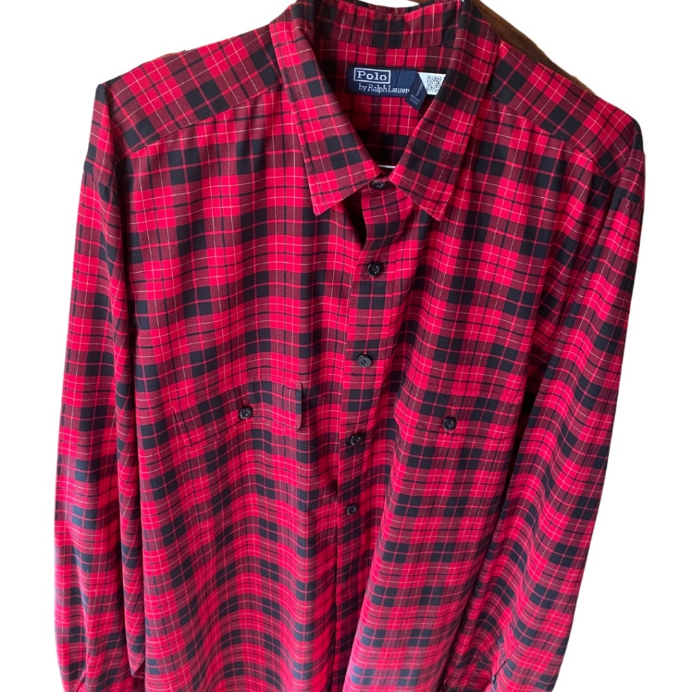 Men's Polo Ralph Lauren Red Plaid Casual Shirt - 2XLT, 100% Cotton